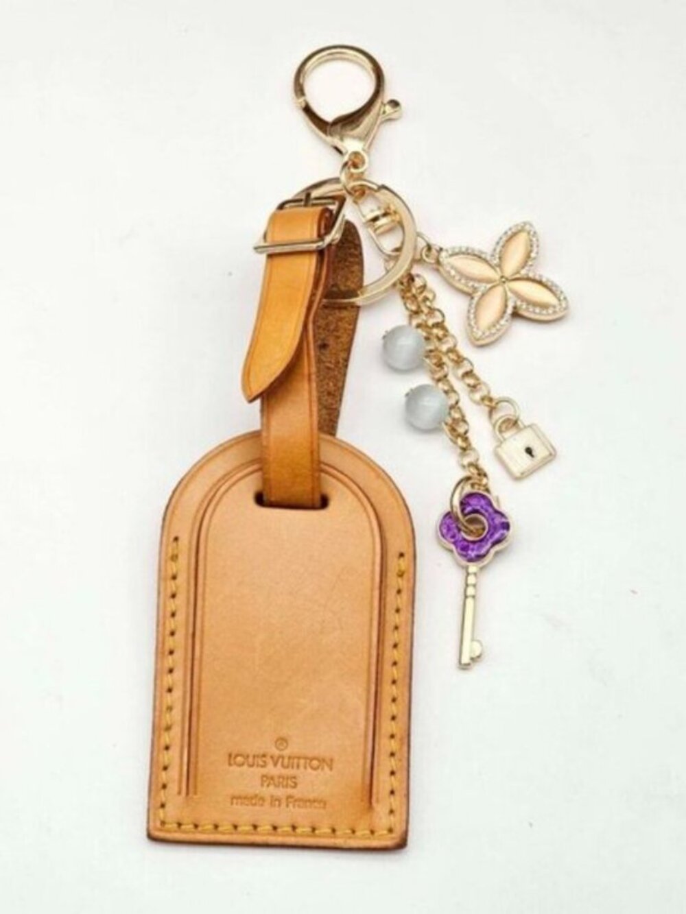 Authentic Louis Vuitton Luggage Tag with Unbranded Keycharm, Keychain